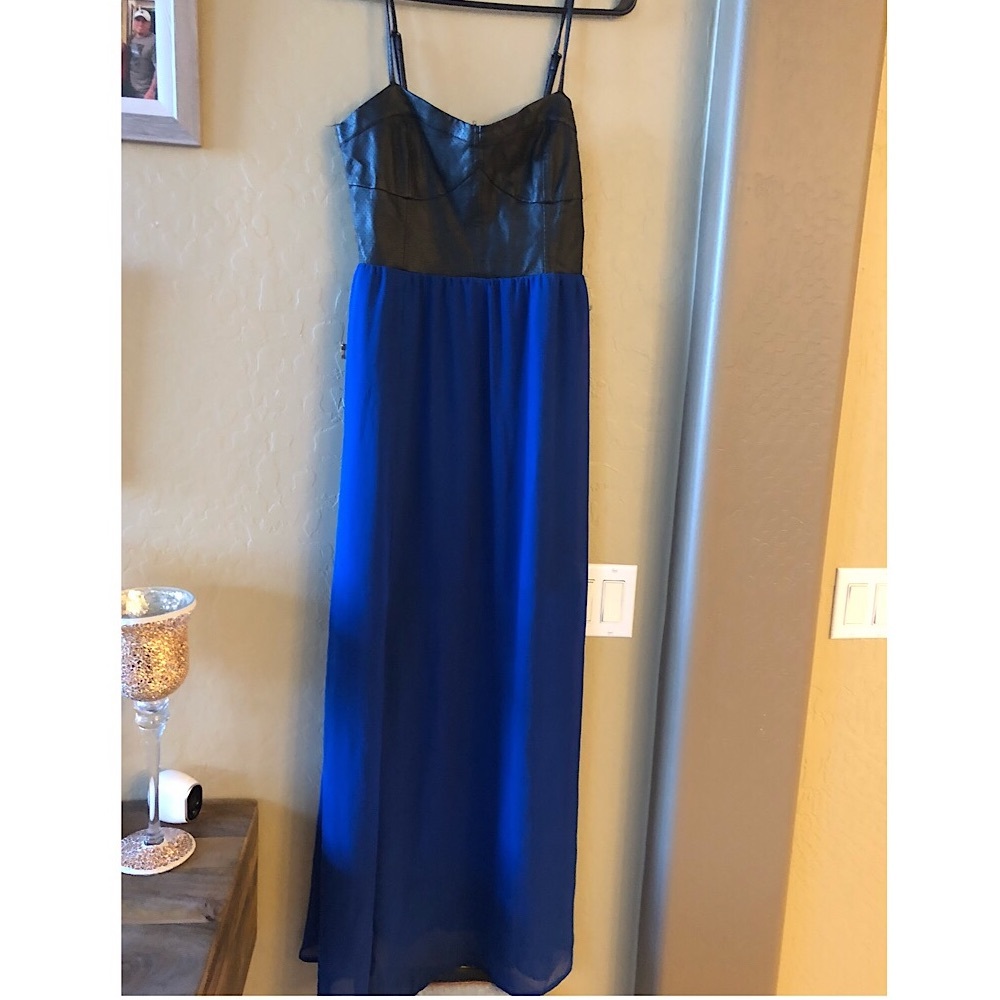 Chiffon/leather detail dress